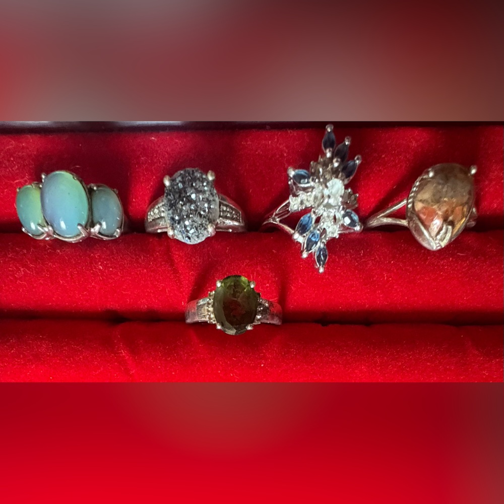 Gemstone Rings- Lot. Moonstone, Smokey Topaz, and Quartz